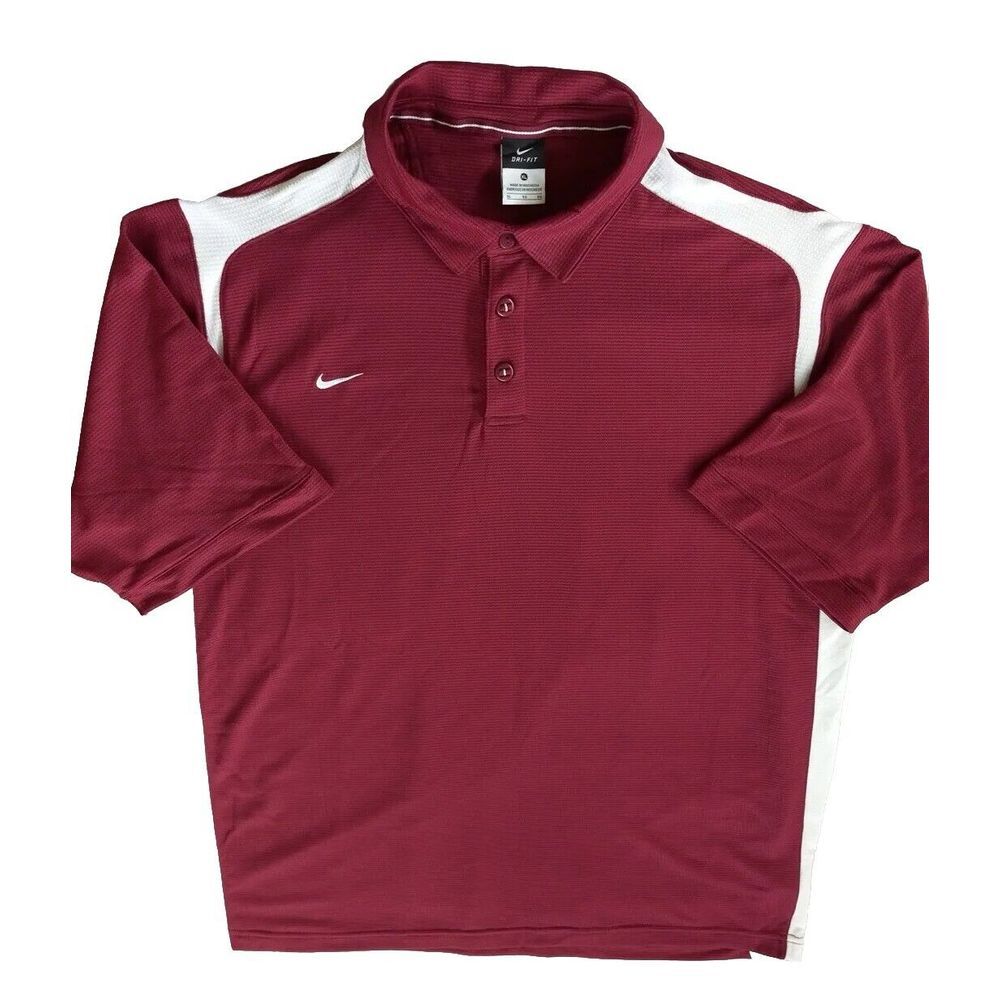 Nike Men's XL Performance Short Sleeve Polo Shirt Dri-Fit Maroon Polyester